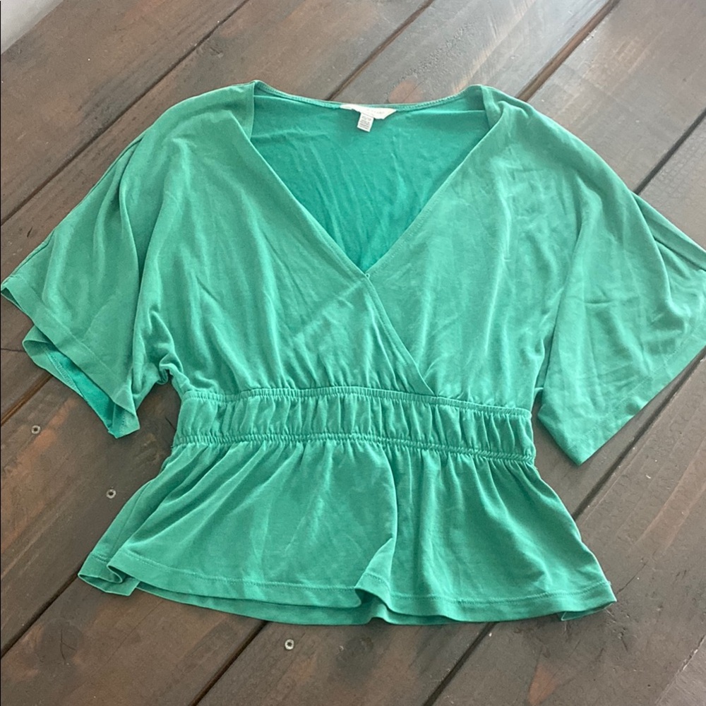 Lucky Brand Green Dolman Sleeve Wrap Blouse